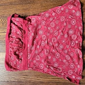 Patterned Red/ Raspberry Color strapless top